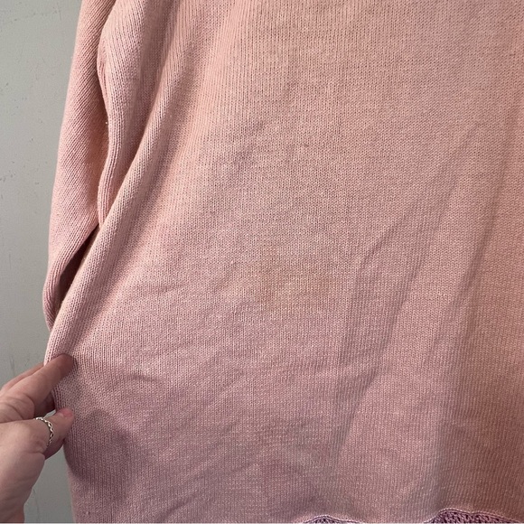 Storybook Knits pink peter pan collar embroidered fairy button front sweater 1X - Picture 8 of 8